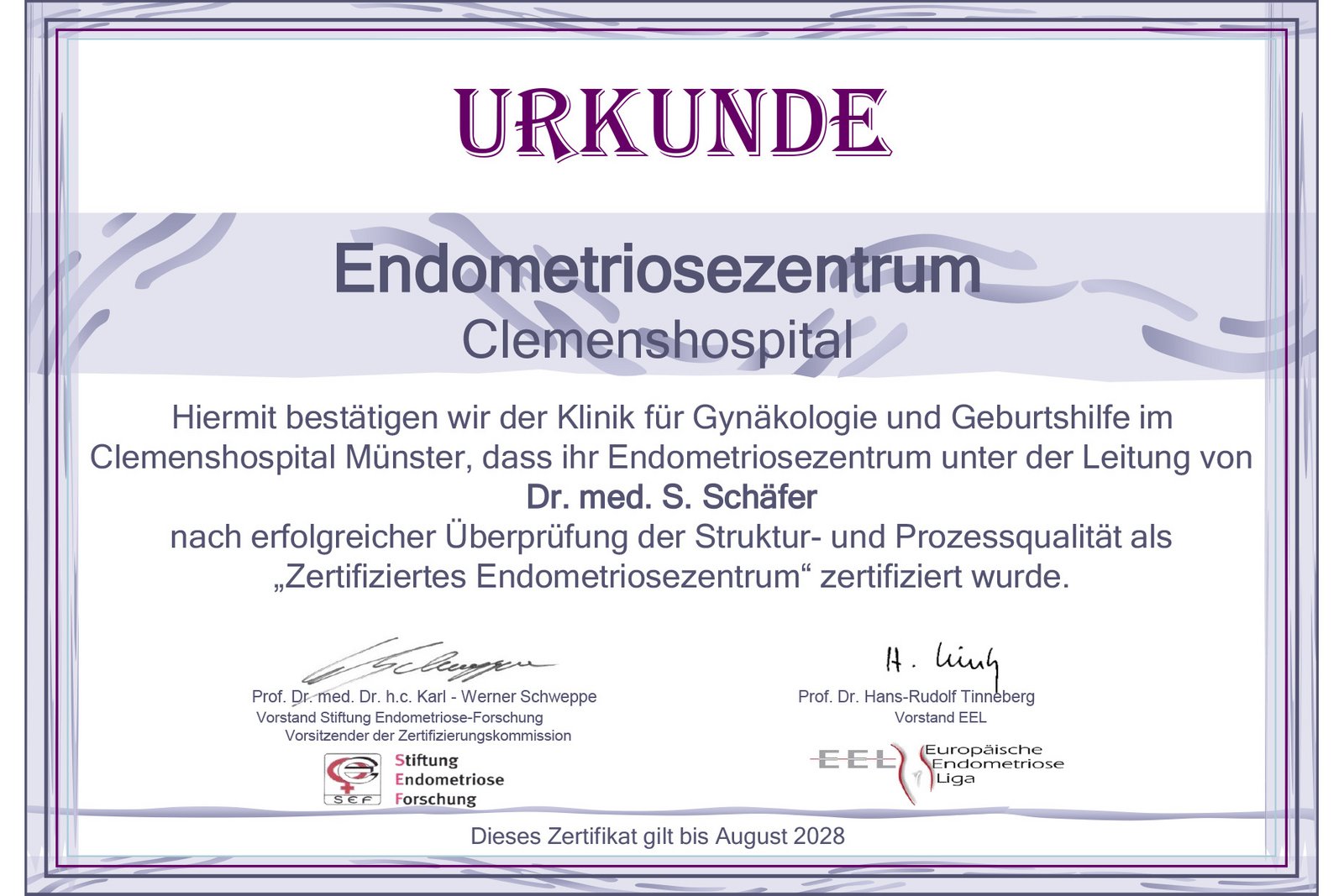 Die Urkunde des Endometriosezentrums